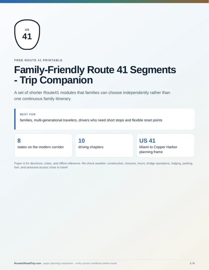 Cover of Family-Friendly Route 41 Segments - Trip Companion.