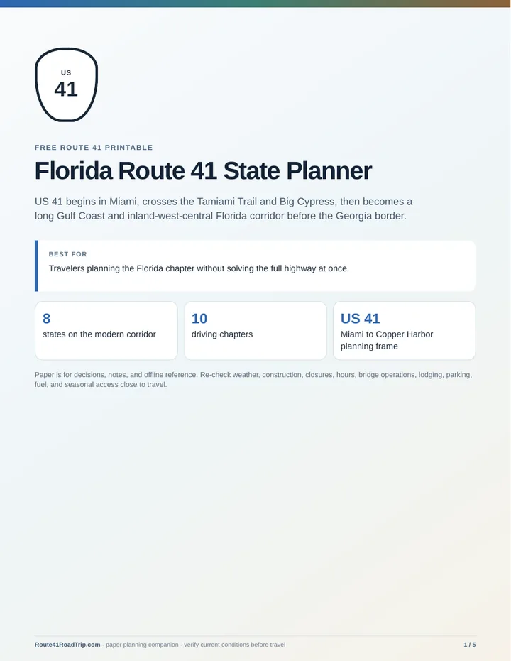 Cover of Florida Route 41 State Planner.