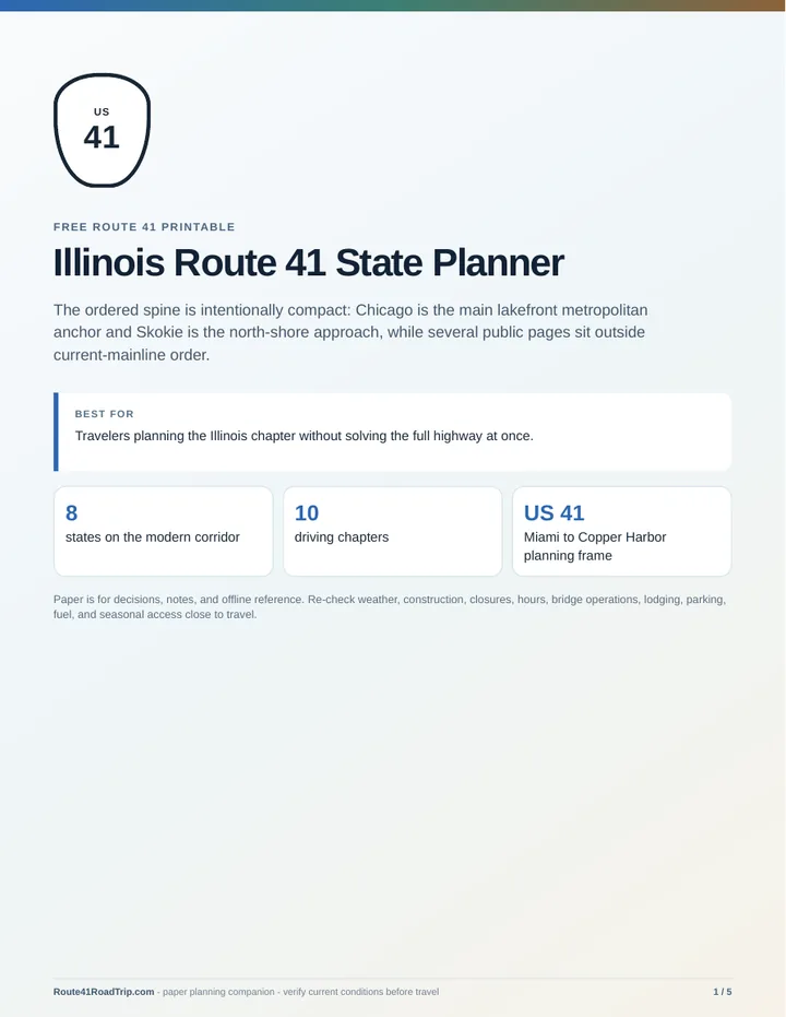 Cover of Illinois Route 41 State Planner.