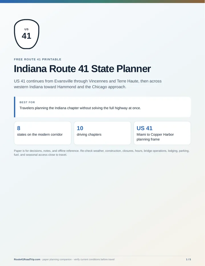 Cover of Indiana Route 41 State Planner.