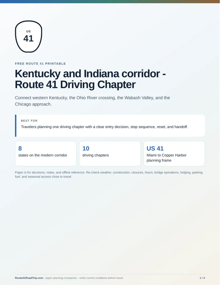 Cover of Kentucky and Indiana corridor - Route 41 Driving Chapter.