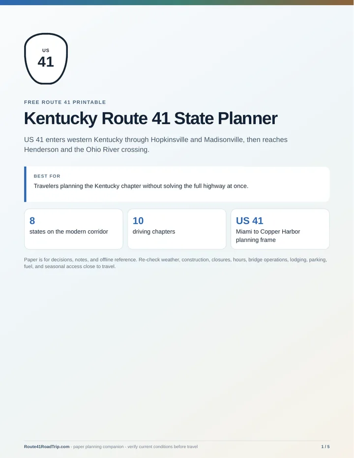 Cover of Kentucky Route 41 State Planner.