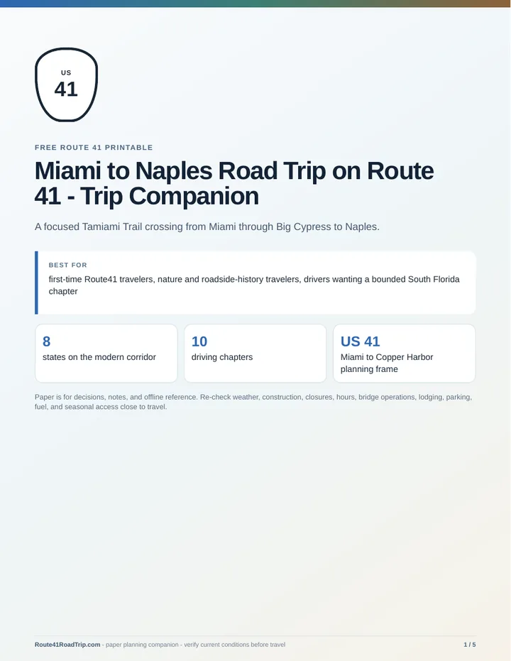 Cover of Miami to Naples Road Trip on Route 41 - Trip Companion.