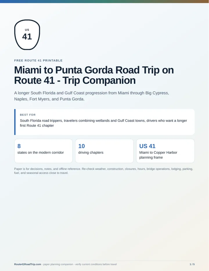 Cover of Miami to Punta Gorda Road Trip on Route 41 - Trip Companion.