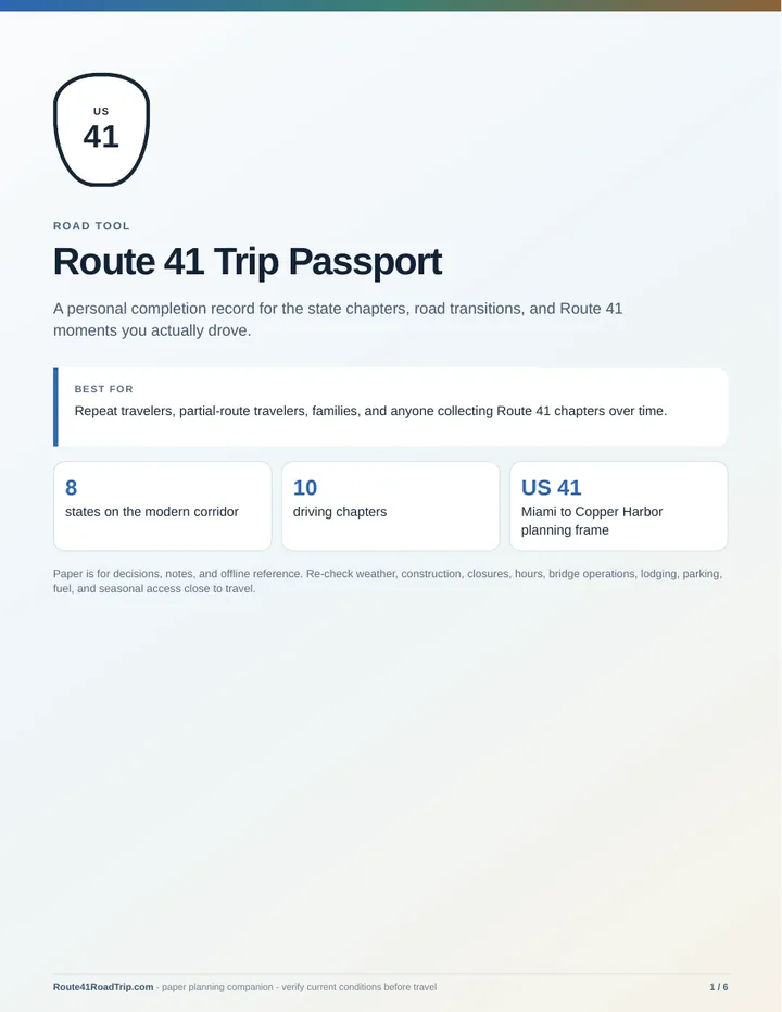 Cover of Route 41 Trip Passport.
