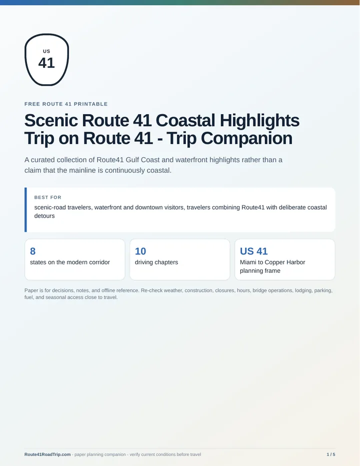 Cover of Scenic Route 41 Coastal Highlights Trip on Route 41 - Trip Companion.