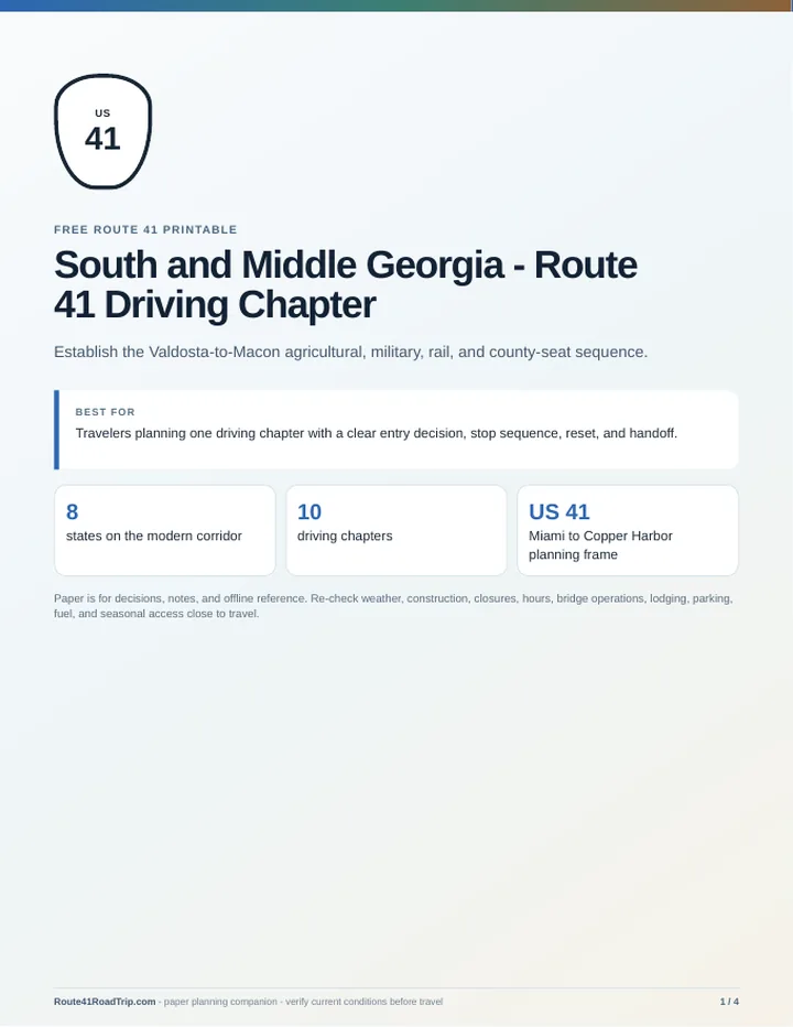 Cover of South and Middle Georgia - Route 41 Driving Chapter.