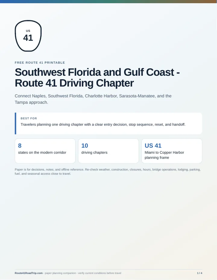 Cover of Southwest Florida and Gulf Coast - Route 41 Driving Chapter.