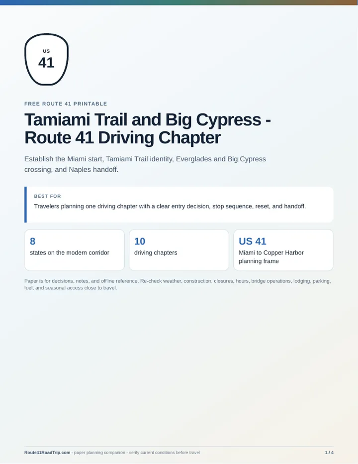 Cover of Tamiami Trail and Big Cypress - Route 41 Driving Chapter.