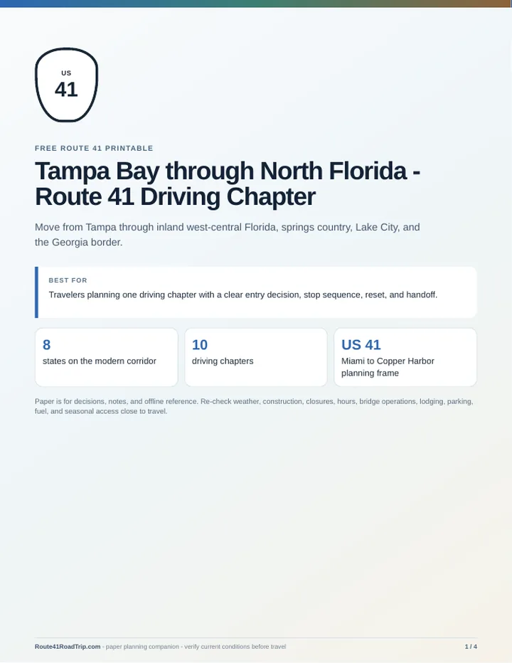Cover of Tampa Bay through North Florida - Route 41 Driving Chapter.