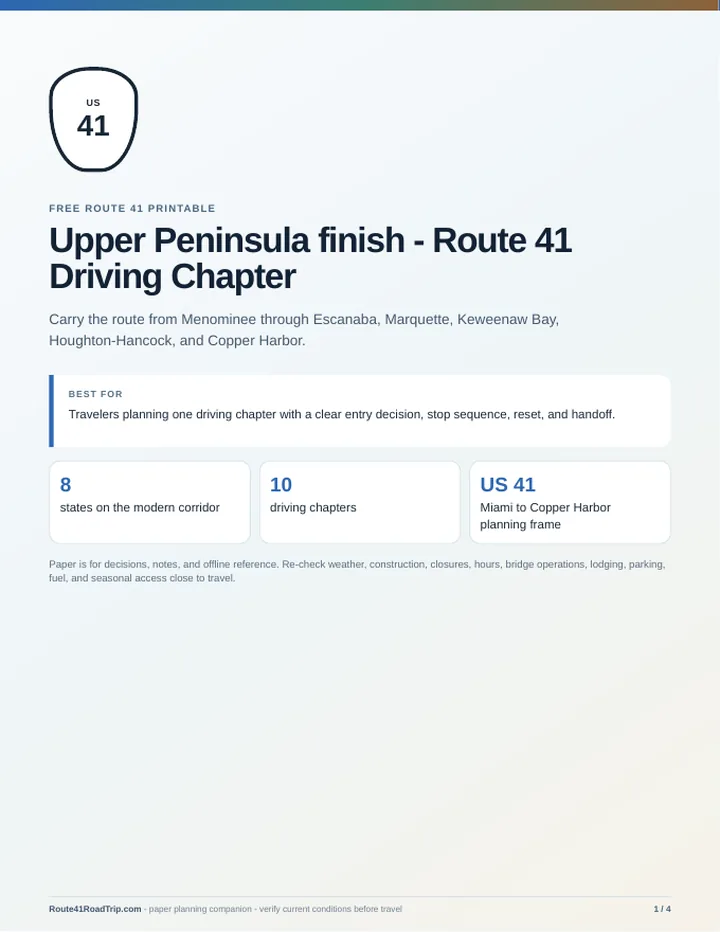 Cover of Upper Peninsula finish - Route 41 Driving Chapter.