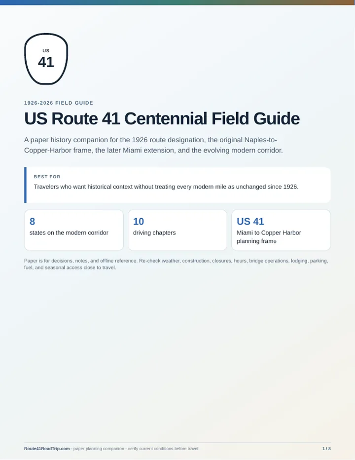 Cover of US Route 41 Centennial Field Guide.